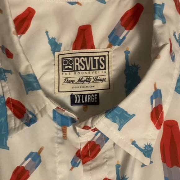 RSVLTS shirt XXL button up 4th of July bomb pop Statue of Liberty shirt KUNUFLEX - Picture 3 of 8